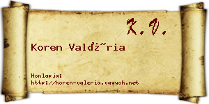 Koren Valéria névjegykártya